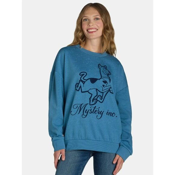 Scooby Doo Womens Crewneck Sweatshirt Medium Blue - Picture 1 of 11